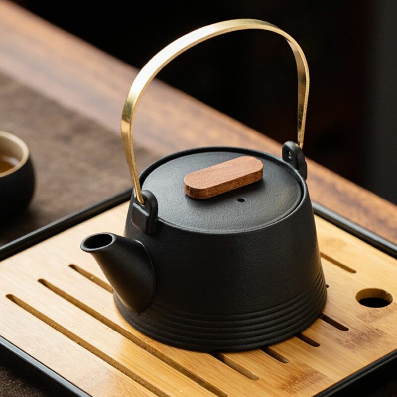 Japanese Style Black Pottery Elegant Kung Fu Tea Set With Tea Tray (10) Japanese Style Black Pottery Elegant Kung Fu Tea Set With Tea Tray