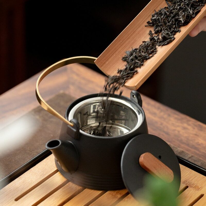 Japanese Style Black Pottery Elegant Kung Fu Tea Set With Tea Tray (3) Japanese Style Black Pottery Elegant Kung Fu Tea Set With Tea Tray