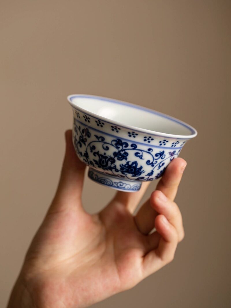 Qinghua Ceramic Twined Lotus 100ml Tea Cup