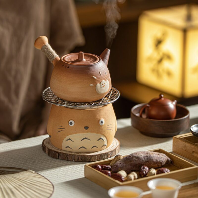 Small wood fired brown clay houhin 宝瓶 handleless teapot pumpkin gourd  shaped