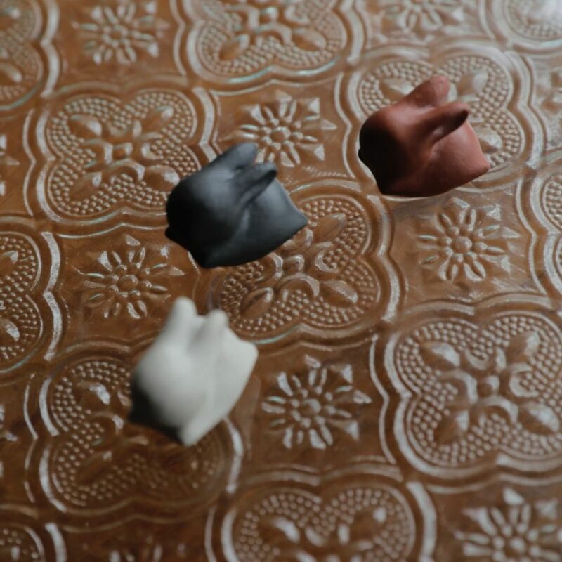 6 Yixing Clay Running Bunny Tea Pet
