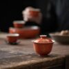 Gilt Painting Ceramic Red Glaze100ml Gaiwan (10) Gilt Painting Ceramic Red Glaze 100ml Gaiwan