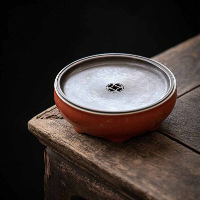 Gilt Painting Ceramic Red Glaze100ml Gaiwan (13) Gilt Painting Ceramic Red Glaze 100ml Gaiwan