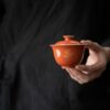 Gilt Painting Ceramic Red Glaze100ml Gaiwan (3) Gilt Painting Ceramic Red Glaze 100ml Gaiwan
