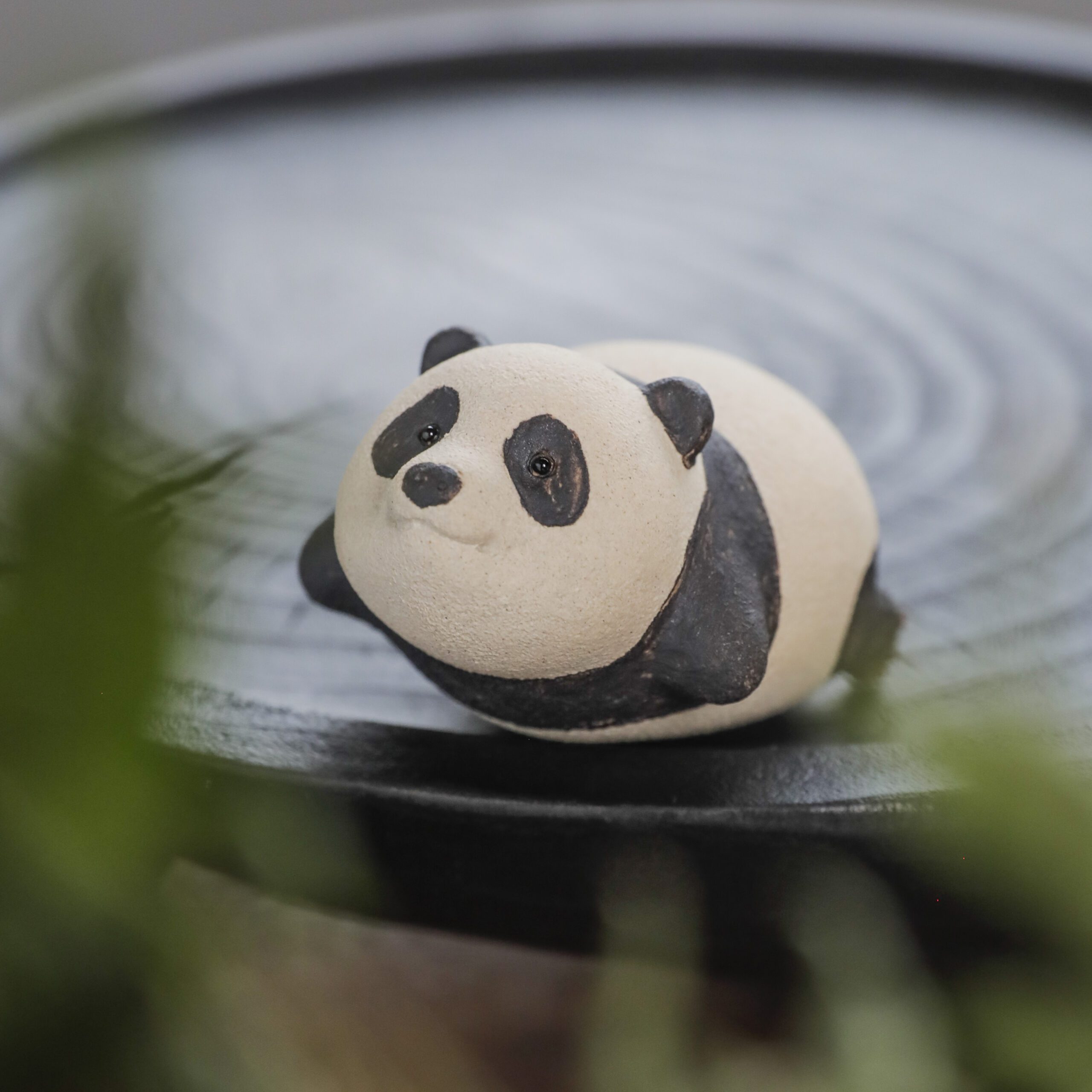 Panda Tea Pet, White Yixing Clay Panda Figurine