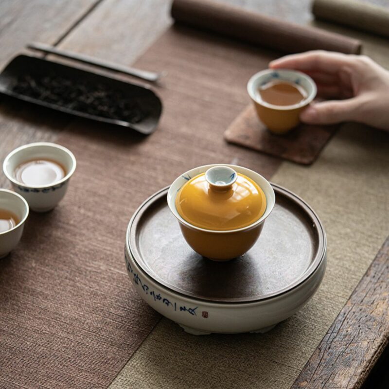 Secret Bamboo Yellow 100ml Gaiwan (5) Secret Bamboo Yellow 100ml Gaiwan