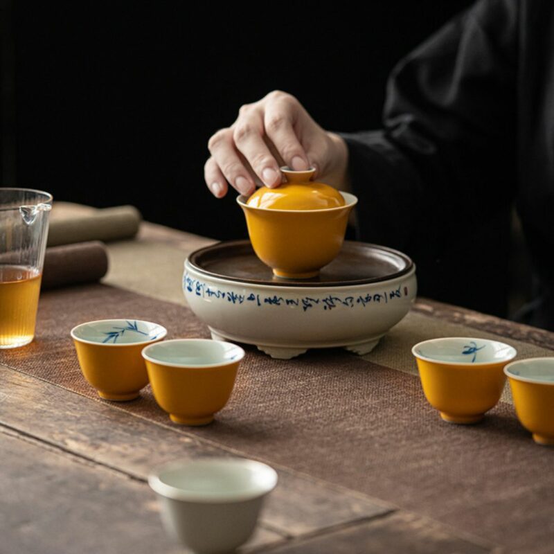 Secret Bamboo Yellow 100ml Gaiwan (7) Secret Bamboo Yellow 100ml Gaiwan