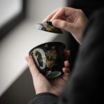 Gilt Painting Ceramic Black Bamboo 110ml Gaiwan