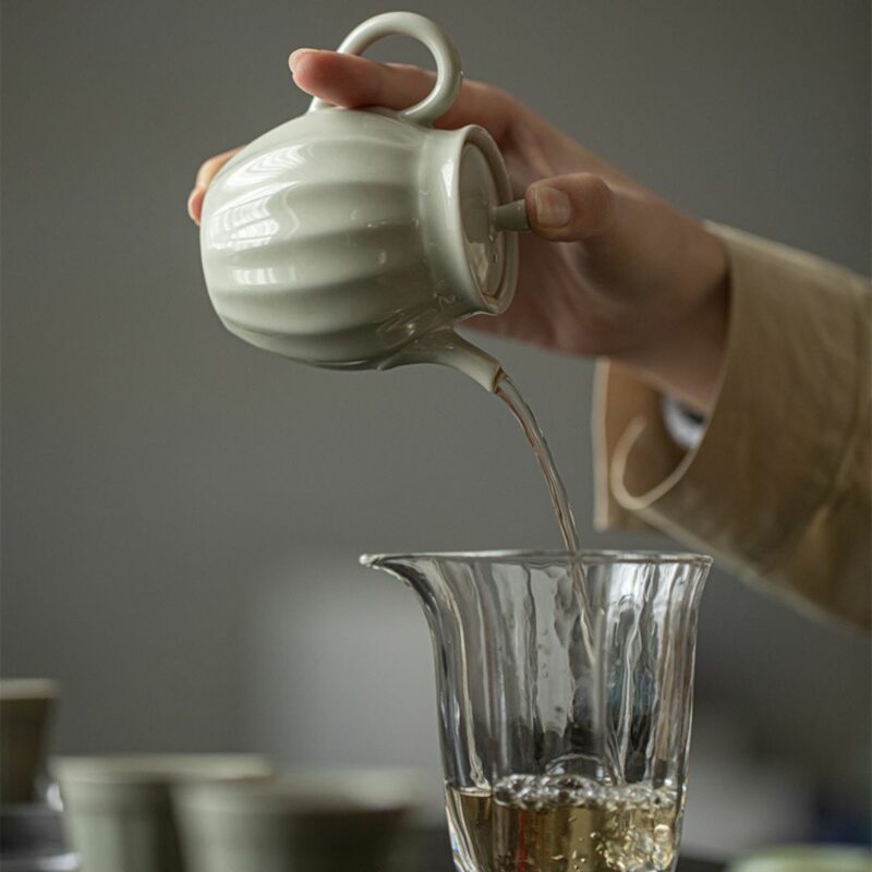 4 Grey Glaze Japanese Style Ceramic 150ml Teapot