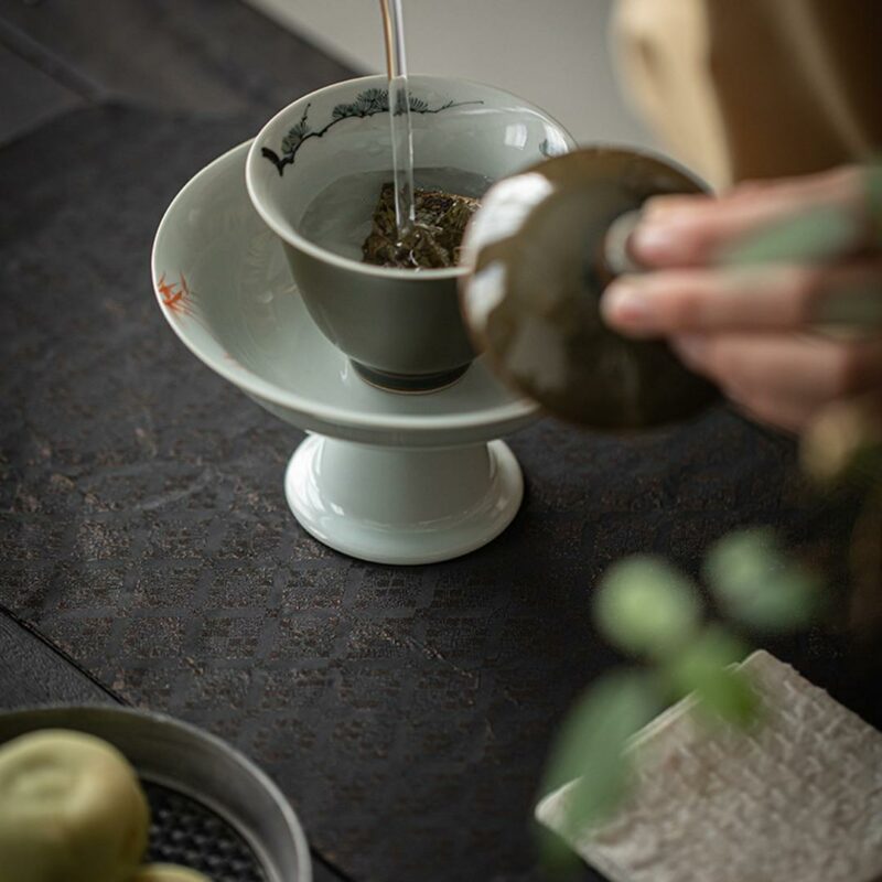 412-3 Kiln Transmutation Ceramic Pine Pattern 140ml Gaiwan