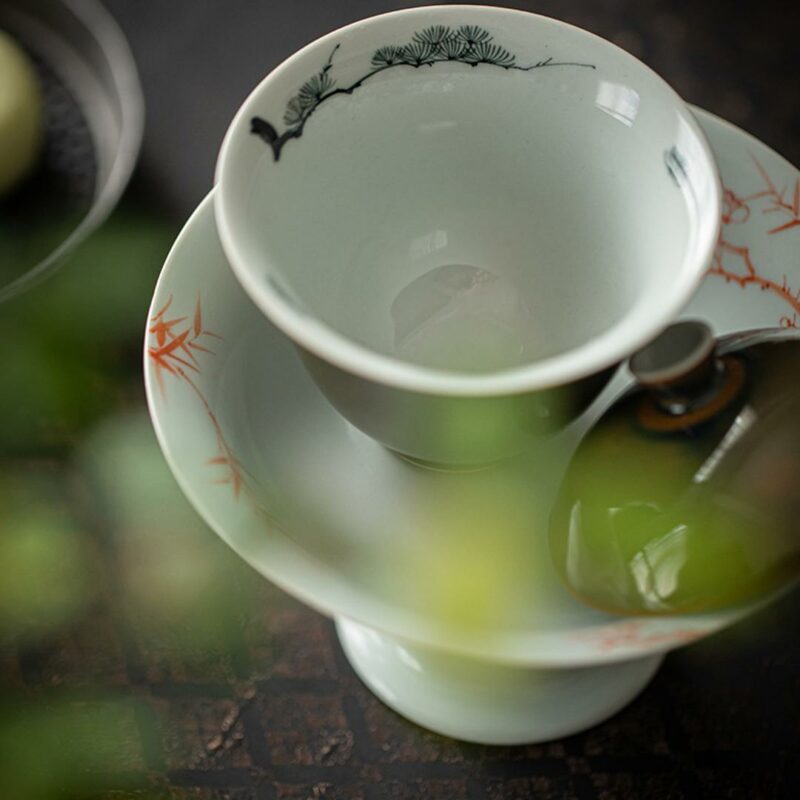 412-4 Kiln Transmutation Ceramic Pine Pattern 140ml Gaiwan
