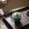 433-9 Colored Glaze Ceramic Blue and Yellow 140ml Gaiwan