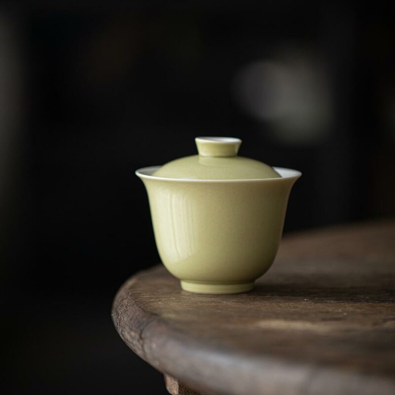 434-14 Colored Glaze Ceramic Bean Green 140ml Gaiwan