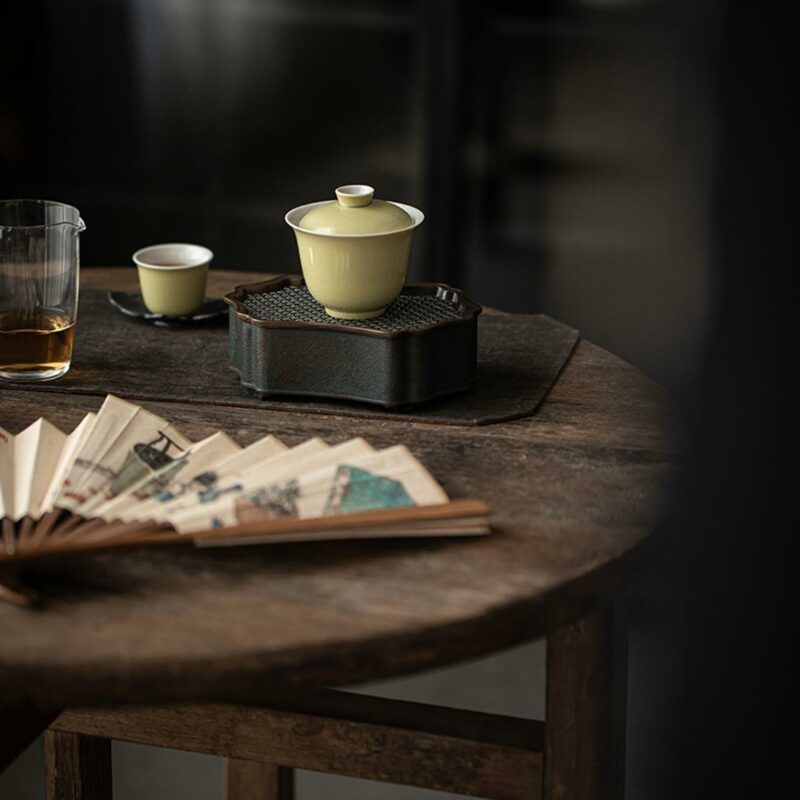 434-4 Colored Glaze Ceramic Bean Green 140ml Gaiwan