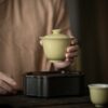 434-7 Colored Glaze Ceramic Bean Green 140ml Gaiwan
