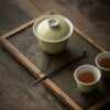 434-8 Colored Glaze Ceramic Bean Green 140ml Gaiwan