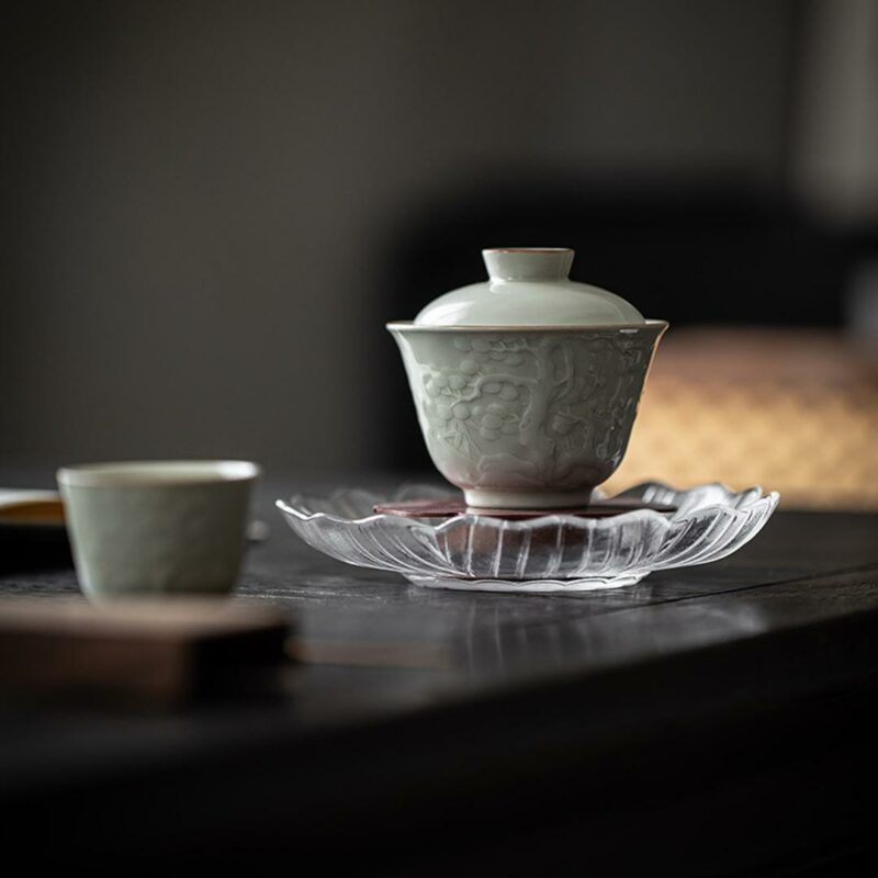 Relief Sculpture Ceramic Pine Pattern 120ml Gaiwan