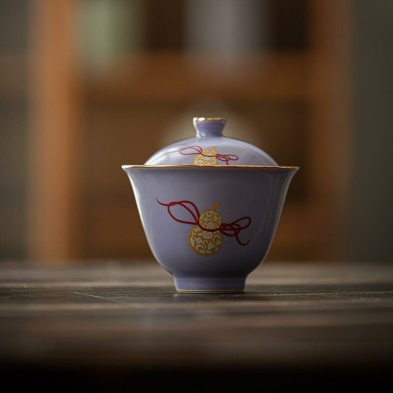 Gilt Painting Ceramic Gourd 130ml Gaiwan