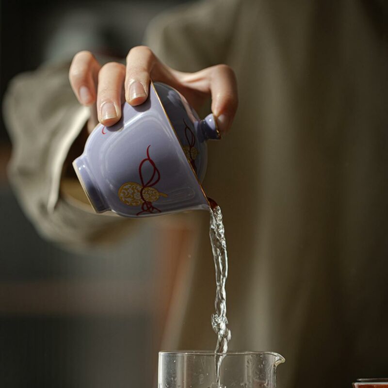 Gilt Painting Ceramic Gourd 130ml Gaiwan