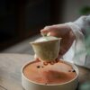 438-12 Relief Sculpture Ceramic Ding Ware Succulent Branch 130ml Gaiwan