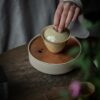438-7 Relief Sculpture Ceramic Ding Ware Succulent Branch 130ml Gaiwan