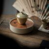 438-8 Relief Sculpture Ceramic Ding Ware Succulent Branch 130ml Gaiwan
