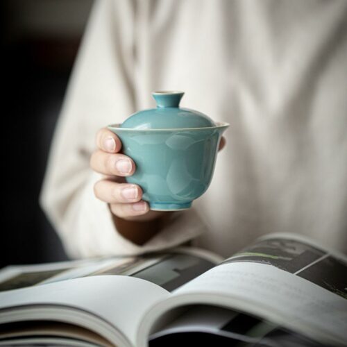 Colored Glaze Ceramic Sea Blue 140ml Gaiwan