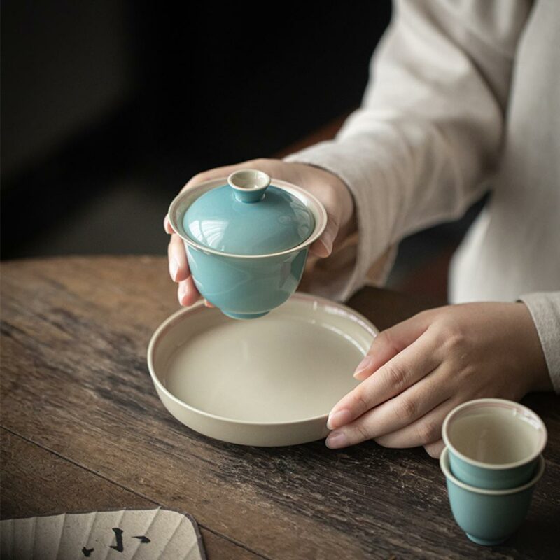 Colored Glaze Ceramic Sea Blue 140ml Gaiwan