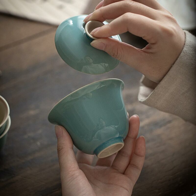 Colored Glaze Ceramic Sea Blue 140ml Gaiwan