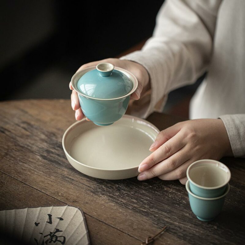Colored Glaze Ceramic Sea Blue 140ml Gaiwan
