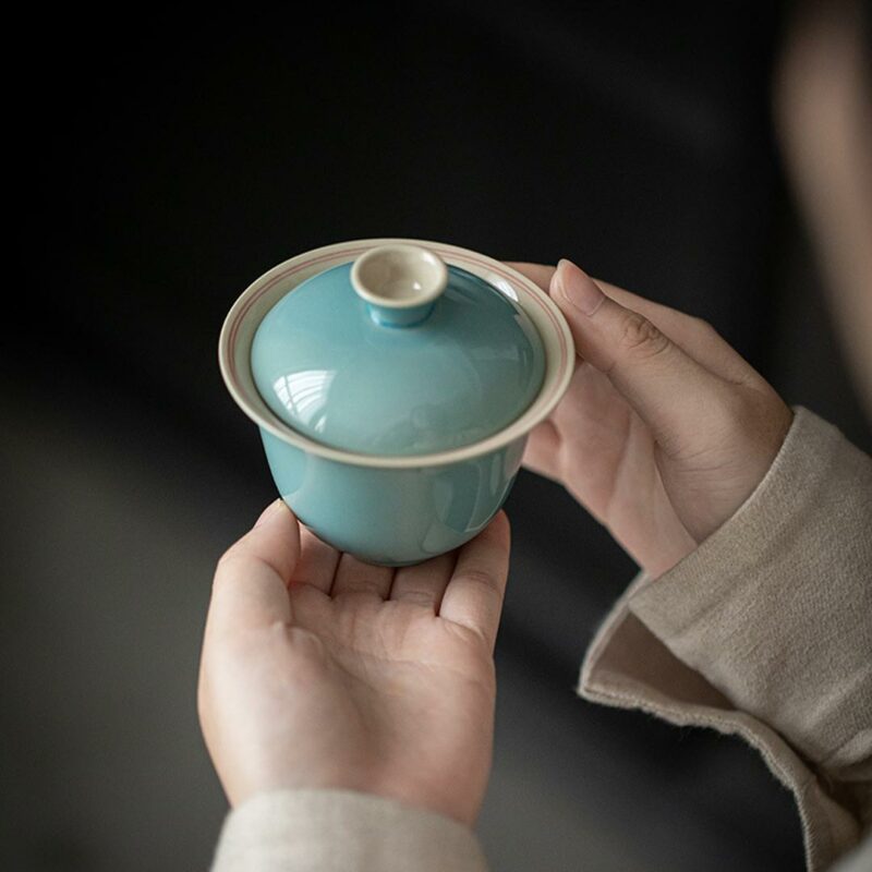 Colored Glaze Ceramic Sea Blue 140ml Gaiwan