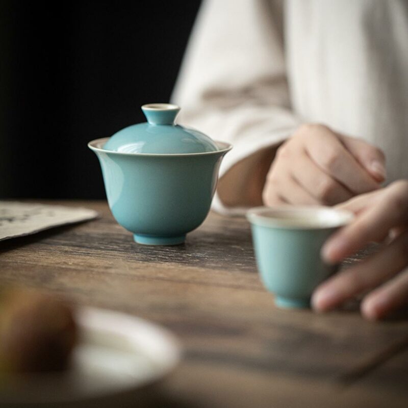Colored Glaze Ceramic Sea Blue 140ml Gaiwan