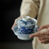 446-10 Qinghua Ceramic Chinese Dragon Pattern 200ml Gaiwan
