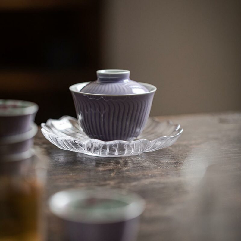 449-3 Hand painted Ceramic Purple Glaze Magnolia 120ml Gaiwan