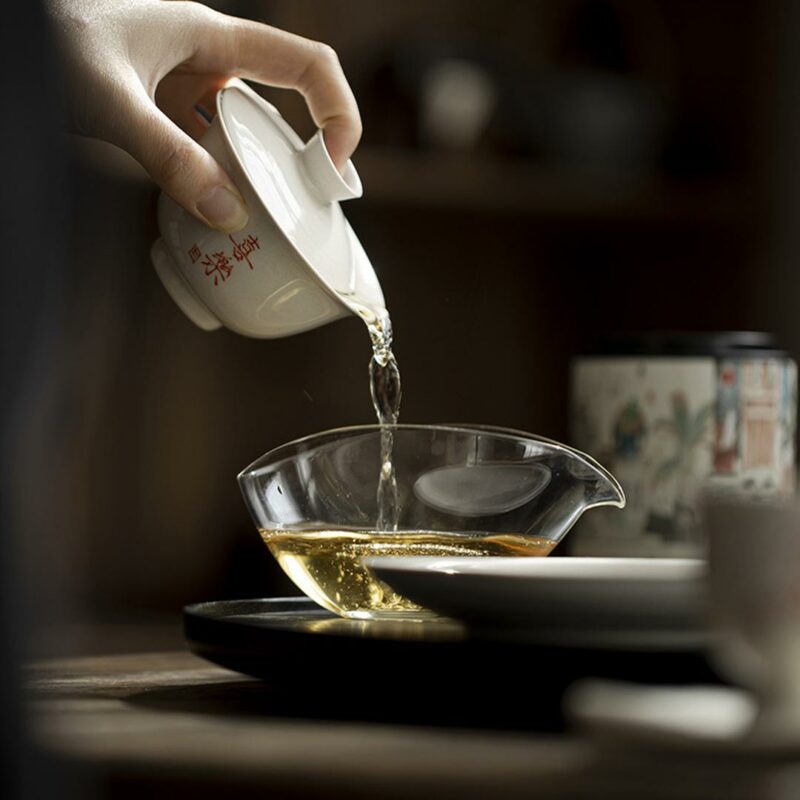 450-3 Grey Glaze Calligraphy Ceramic Xi Le 110ml Gaiwan