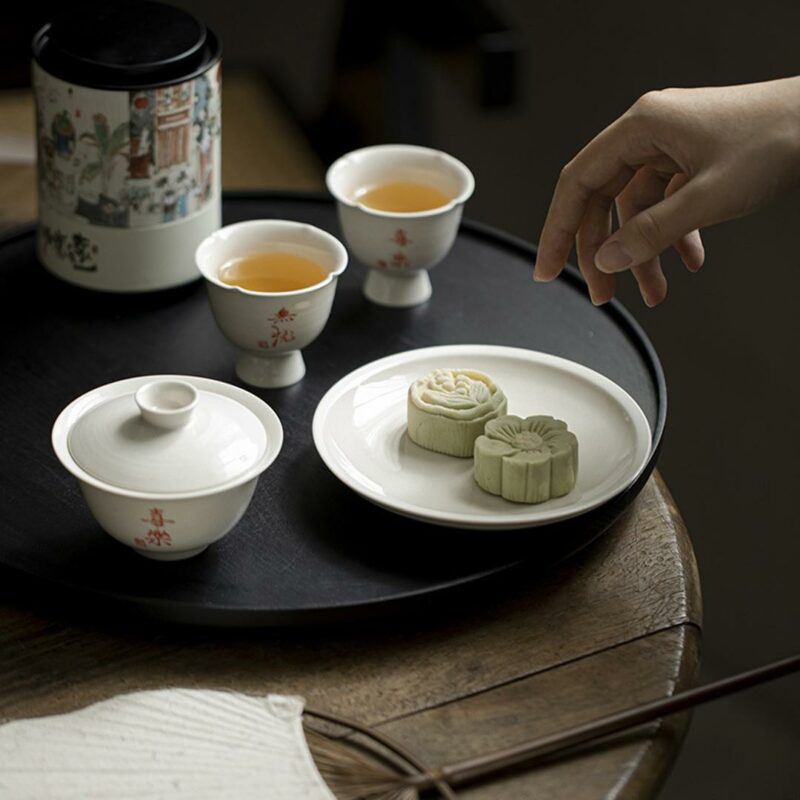 450-5 Grey Glaze Calligraphy Ceramic Xi Le 110ml Gaiwan