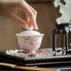 451-13 Hand painted Ceramic Sakura 140ml Gaiwan