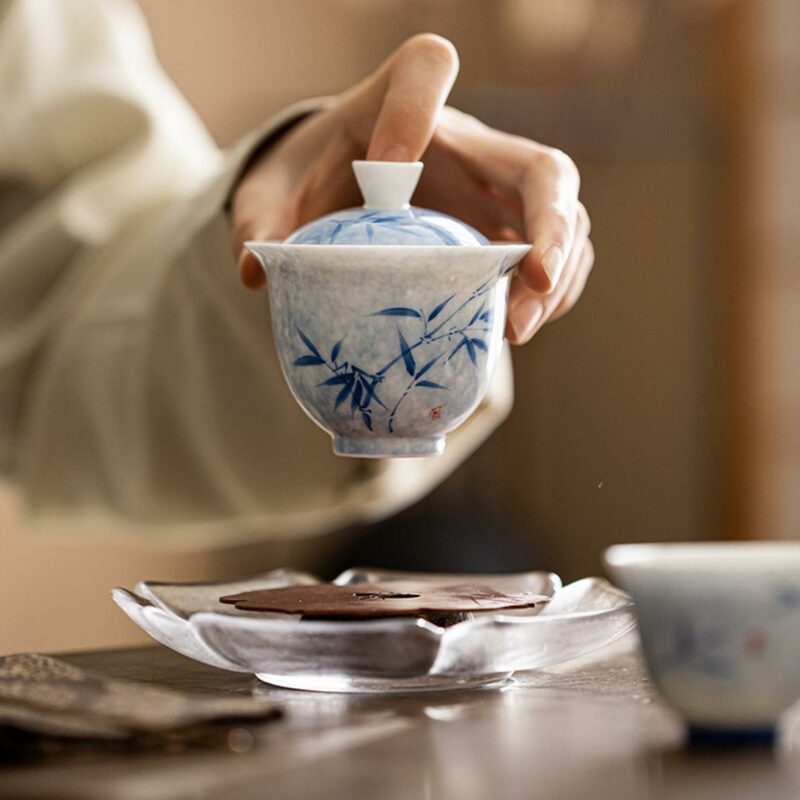454-4 Qinghua Ceramic Bamboo 130ml Gaiwan