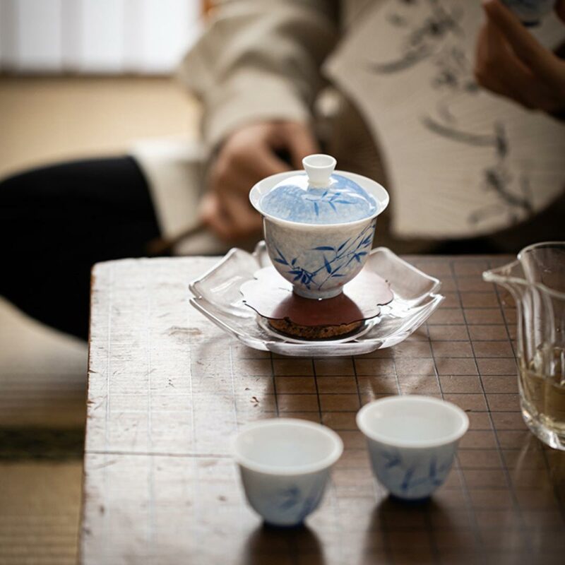 454-8 Qinghua Ceramic Bamboo 130ml Gaiwan