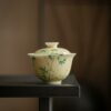 455-9 Hand painted Ceramic Yellow Glaze Bamboo 140ml Gaiwan