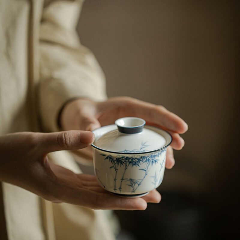 Qinghua Ceramic Jade Glaze Bamboo 140ml Gaiwan