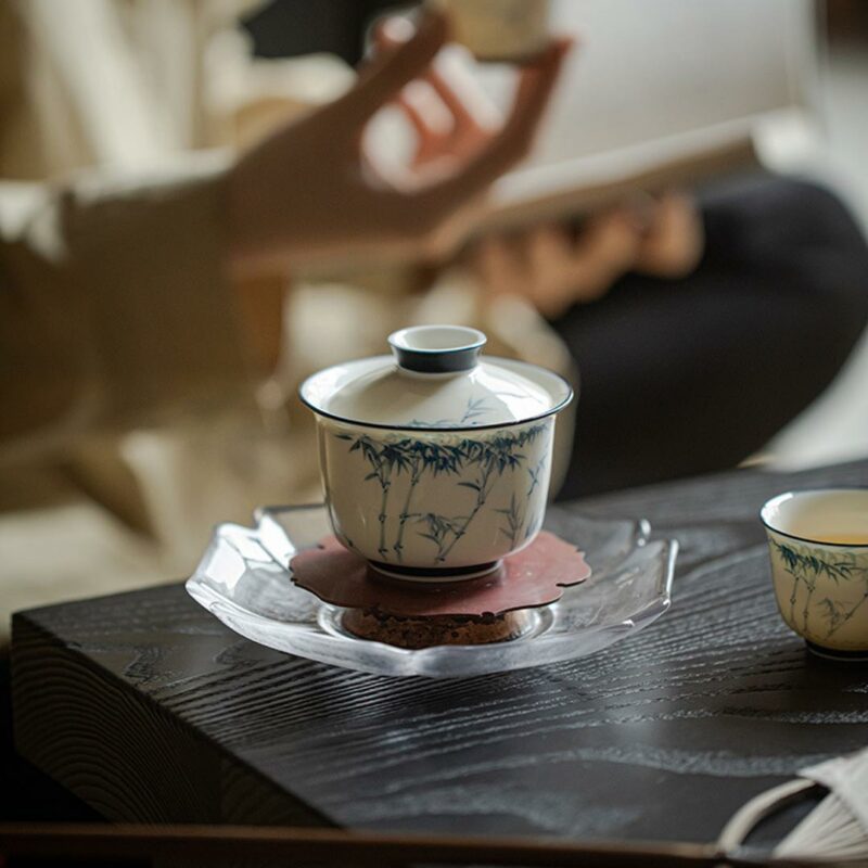 Qinghua Ceramic Jade Glaze Bamboo 140ml Gaiwan