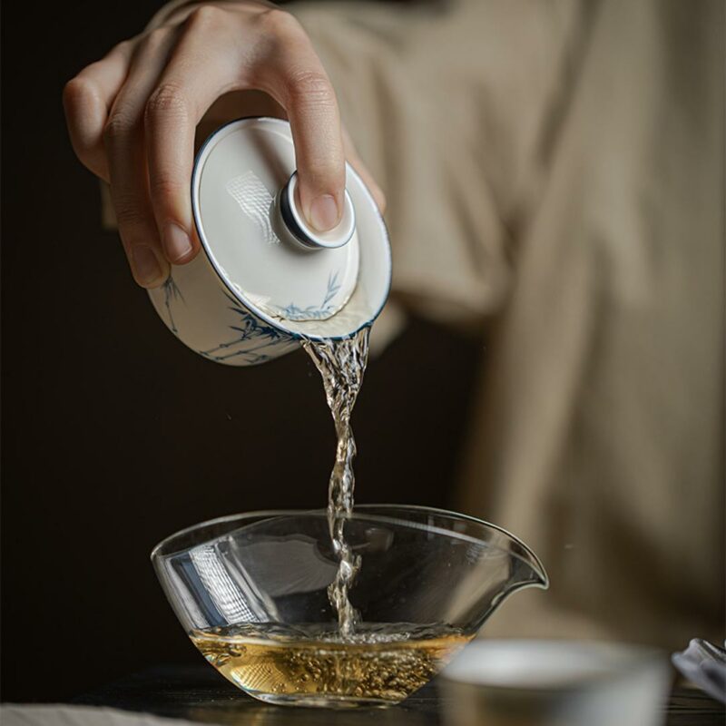 Qinghua Ceramic Jade Glaze Bamboo 140ml Gaiwan