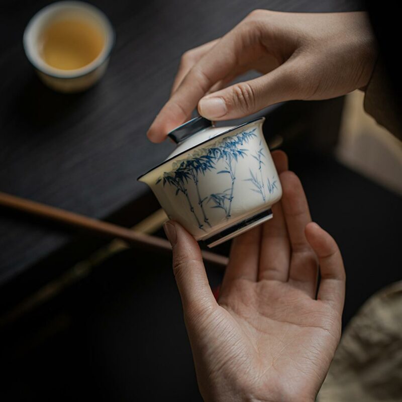 Qinghua Ceramic Jade Glaze Bamboo 140ml Gaiwan