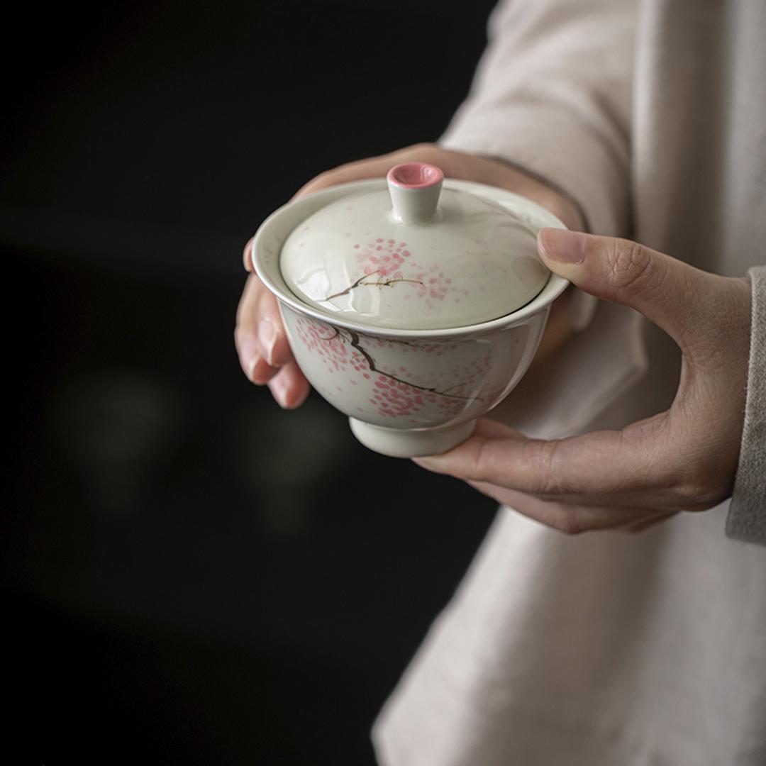 手描きセラミック「サクラ」135ml 蓋碗 - China Tea Spirit