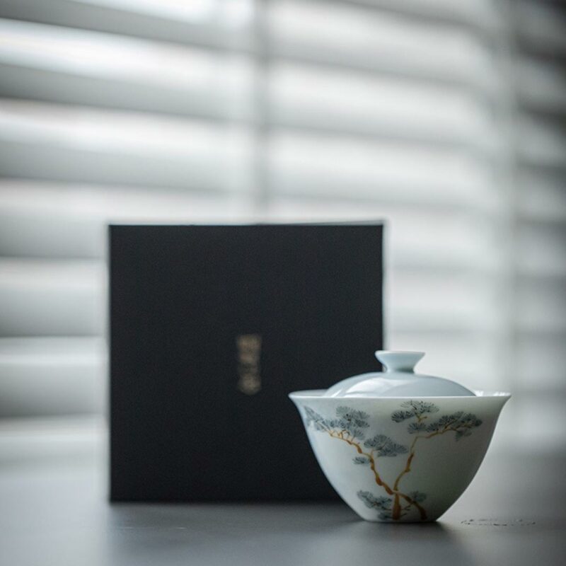 460-6 Hand painted Ceramic Pine 130ml Gaiwan