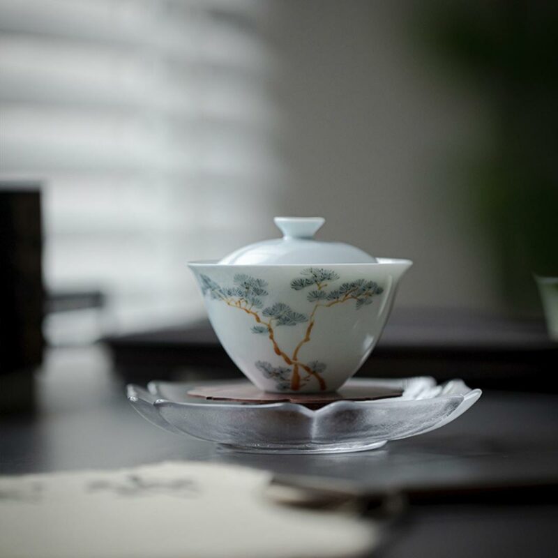 460-8 Hand painted Ceramic Pine 130ml Gaiwan