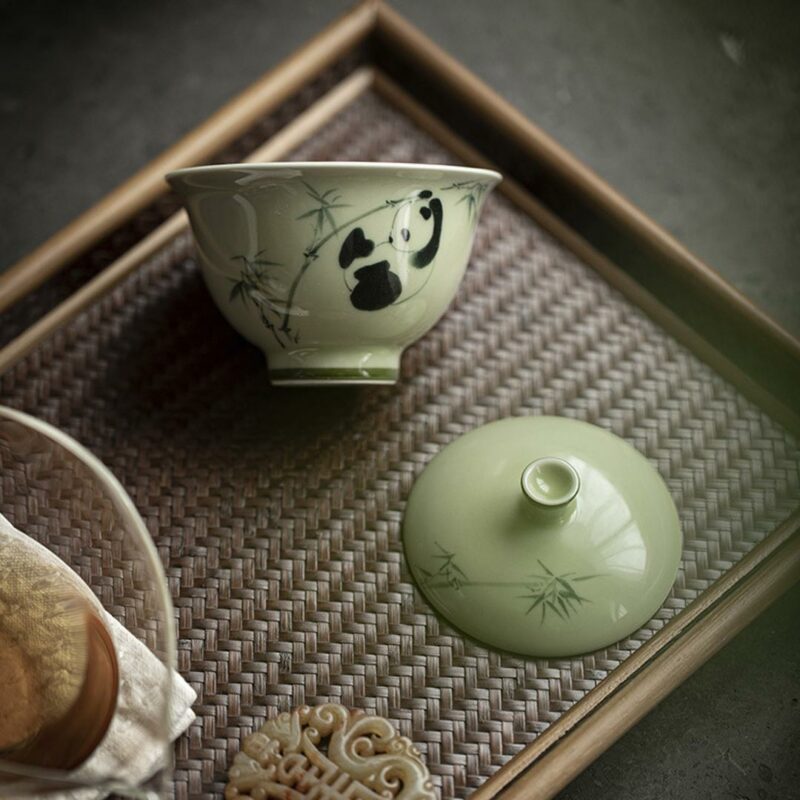 Hand painted Ceramic Panda Playing 130ml Gaiwan