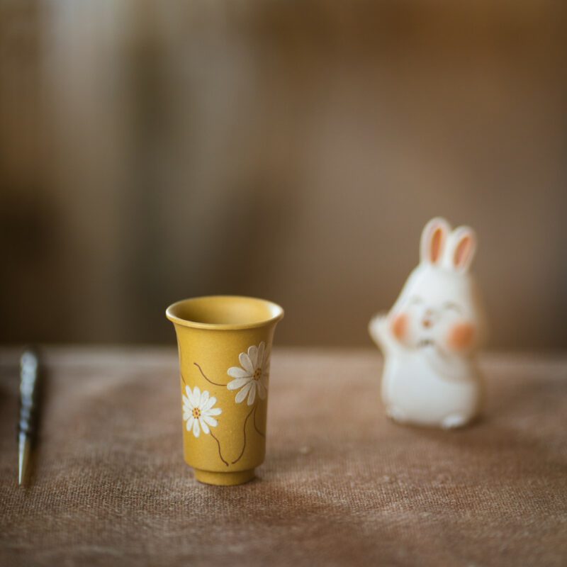 Clay Painting Duanni Daisy 50ml Tea Cup (4) Clay Painting Duanni Daisy 50ml Tea Cup