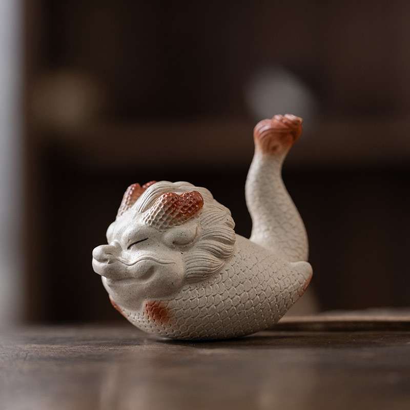 Handmade White Duanni White Chinese Dragon Tea Pet (2) Handmade White Duanni White Chinese Dragon Tea Pet